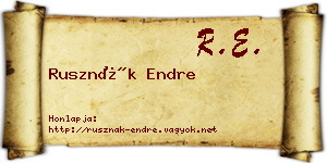 Rusznák Endre névjegykártya
