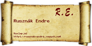 Rusznák Endre névjegykártya